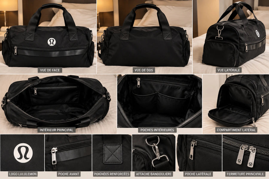 Sac de sport lululemon noir – toutes les vues et détails